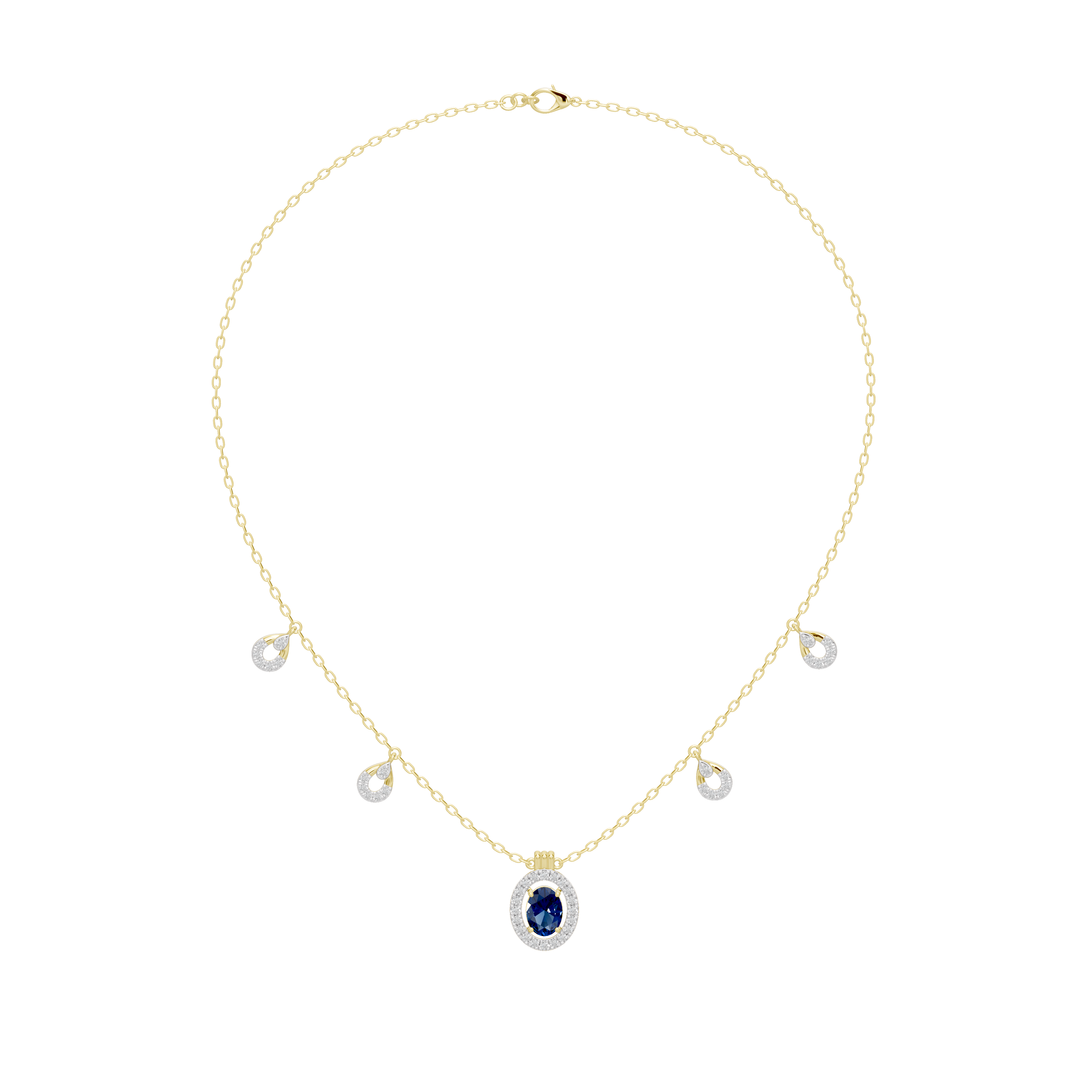 SapphireHalo Charm - Lab Diamond Necklace
