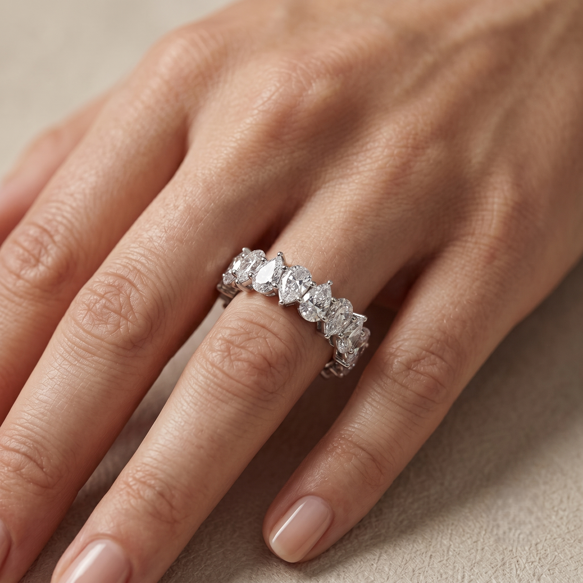 Symphonia Pear Half Eternity - Lab Diamond Ring
