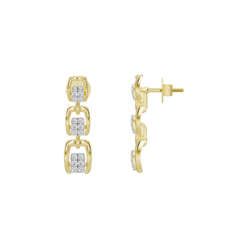 Yellow gold vermeil drop earrings with lab diamond set bars, hinged post