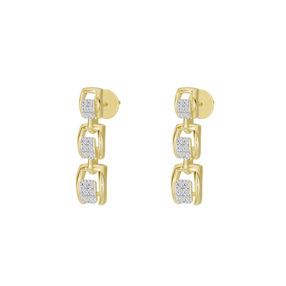 Yellow gold vermeil hinged drop earrings with square lab diamond accents