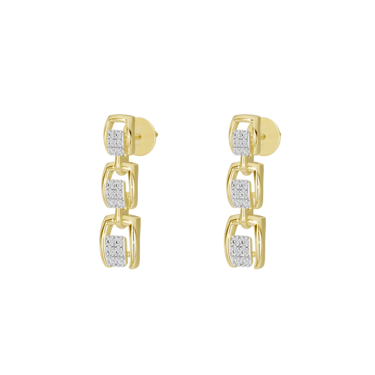 Yellow gold vermeil hinged drop earrings with square lab diamond accents