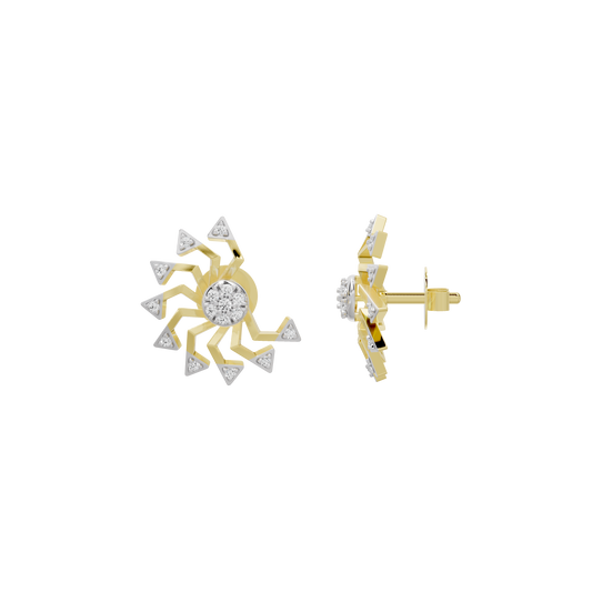 Starburst lab diamond earrings in yellow gold vermeil with round center stones