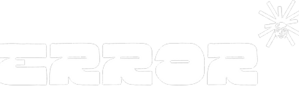 Brown 'ERROR' text with a sunburst symbol on a white background