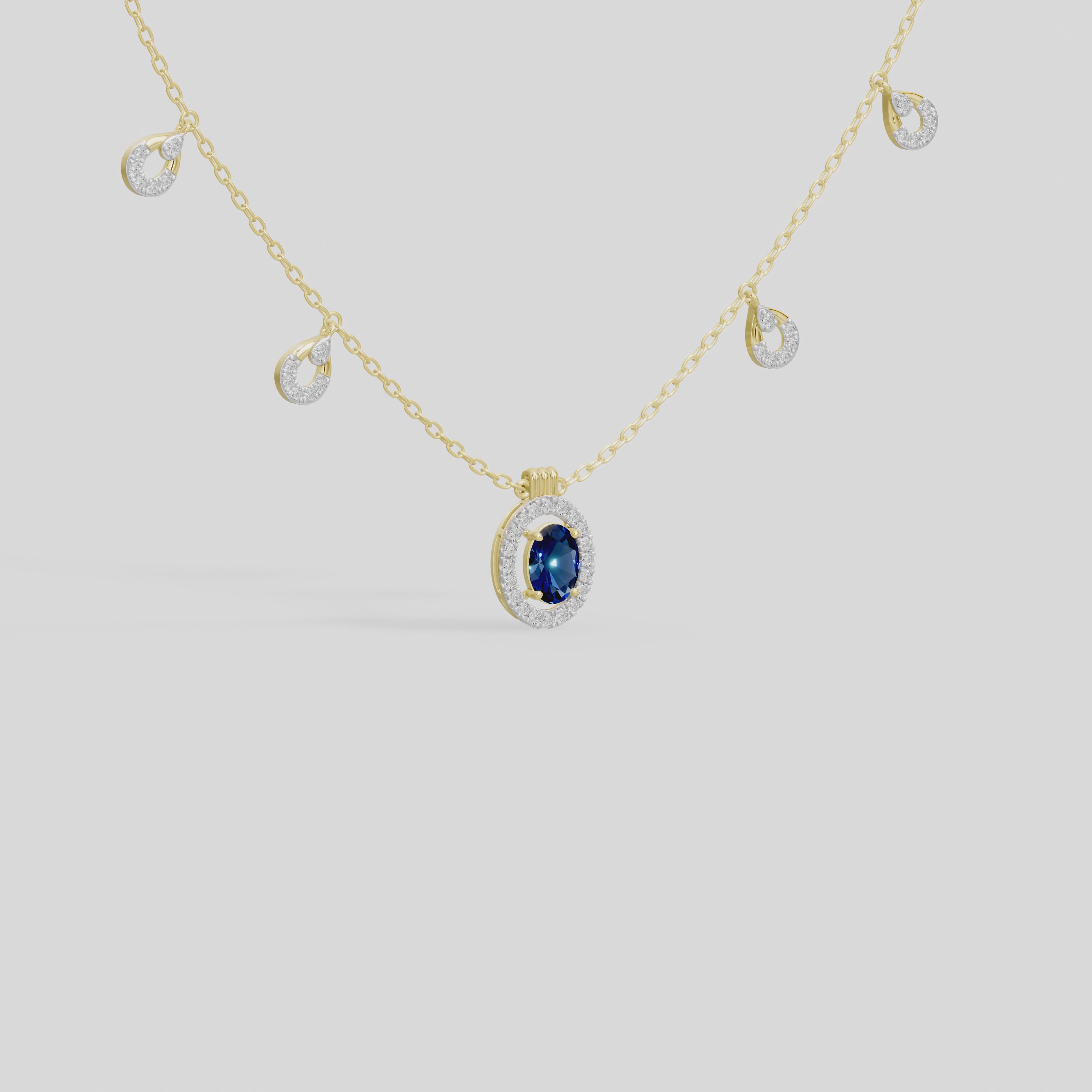 SapphireHalo Charm - Lab Diamond Necklace