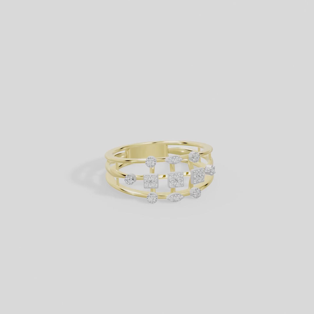 Pixel Crown Burst - Lab Diamond Ring