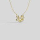 Golden Petal Bow - Lab Diamond Necklace