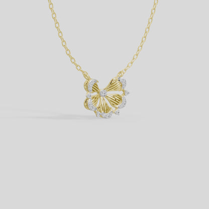Golden Petal Bow - Lab Diamond Necklace