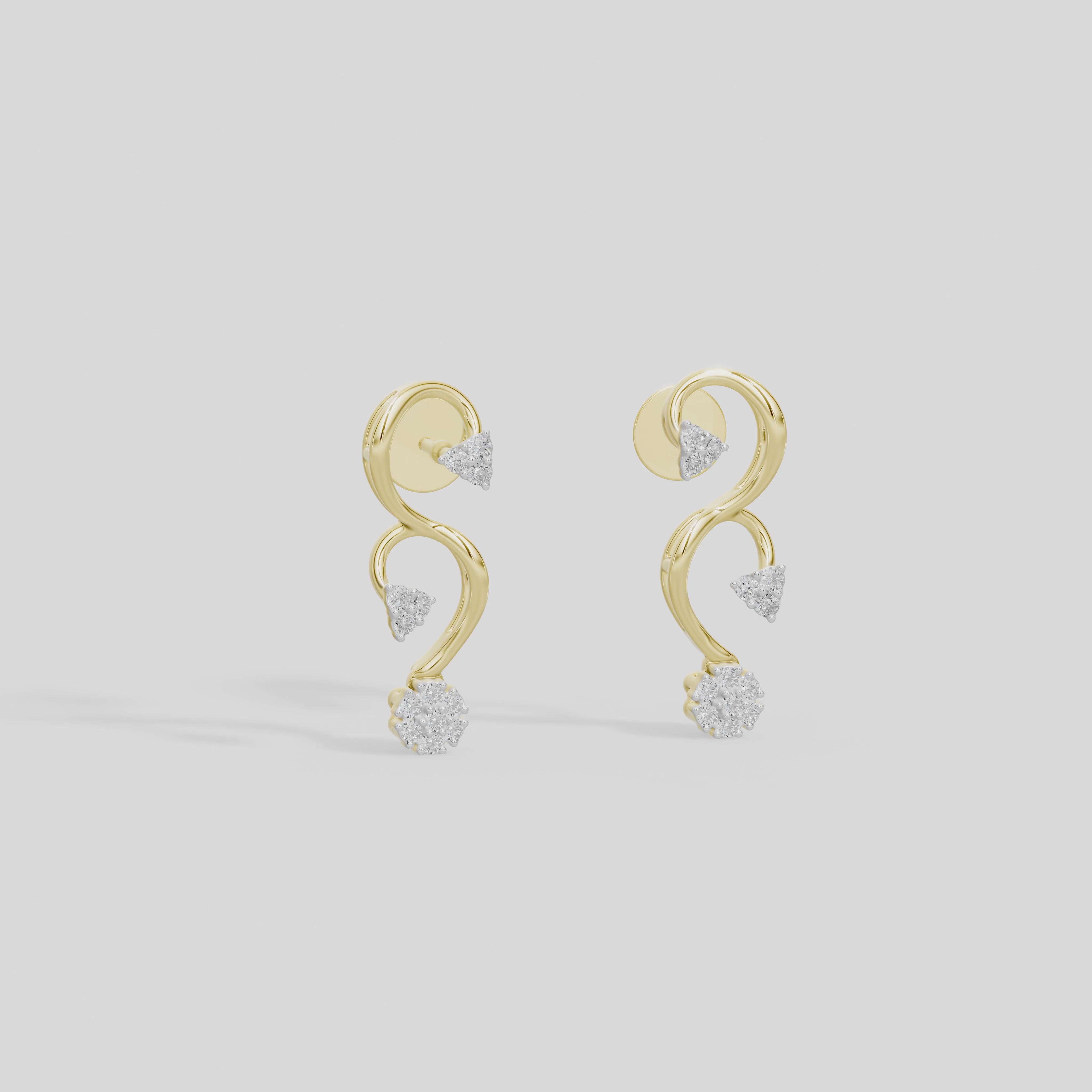 The Calligraphy Vine - Lab Diamond Earrings
