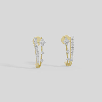Linear Crest Hoops - Lab Diamond Earrings
