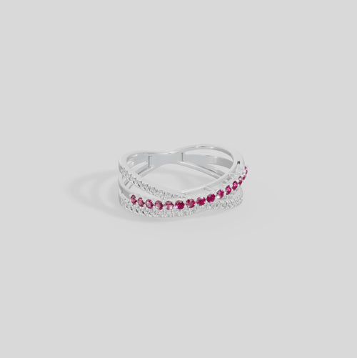 Ruby Parallel Band - Lab Diamond Ring
