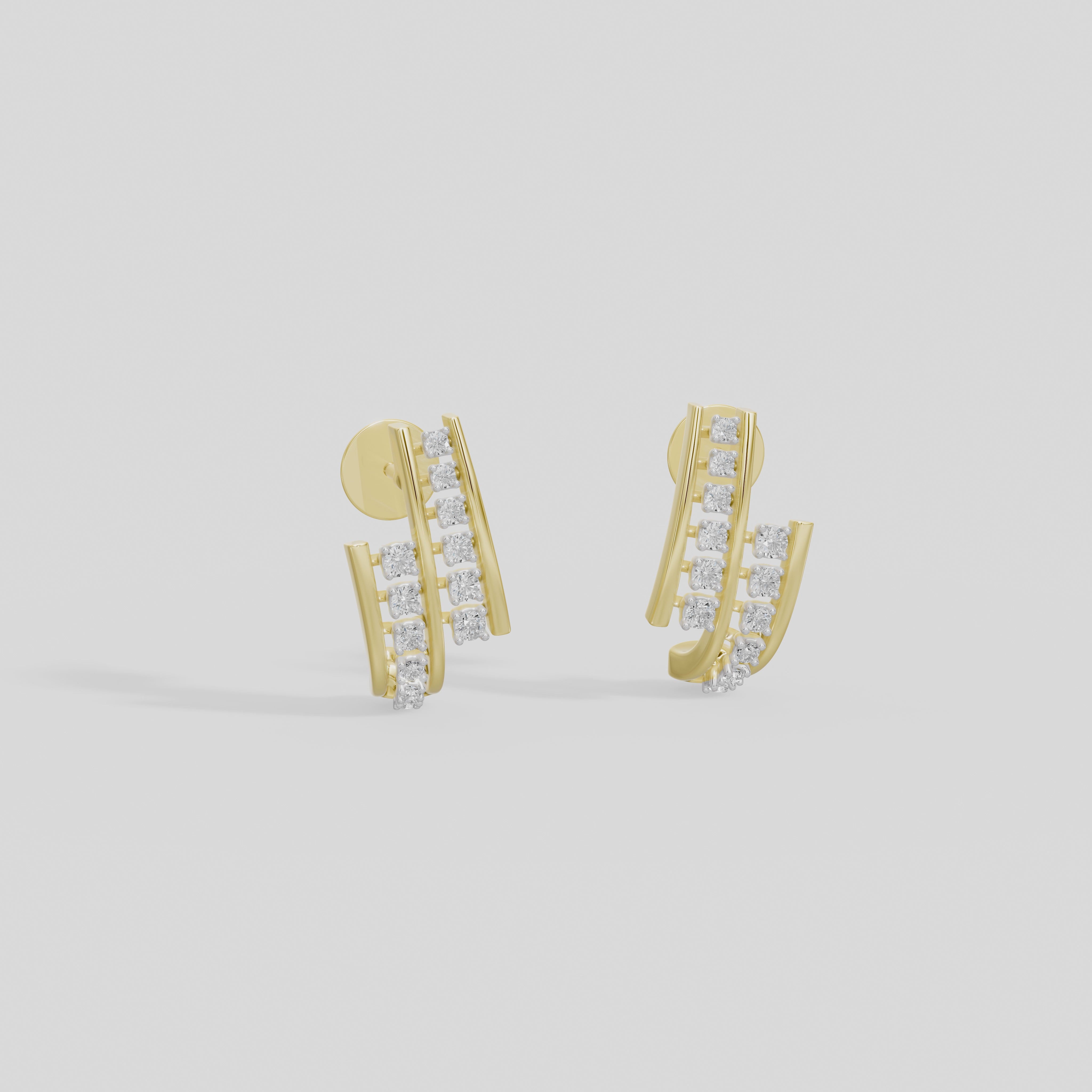 Dual Glide Hoops  - Lab Diamond Earrings