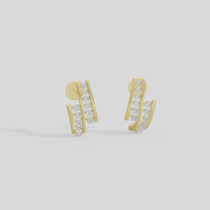 Dual Glide Hoops  - Lab Diamond Earrings